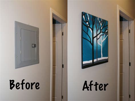 electrical panel box cover ideas|decorative cover for electrical panel.